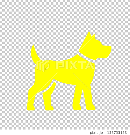 横向きに立つ犬のシンプルシルエットアイコン(黄色) 横向きに立つ犬のシンプルシルエットアイコン(黄色) 138733128