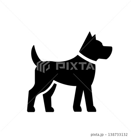 横向きに立つ犬のシンプルシルエットアイコン（黒） 138733132
