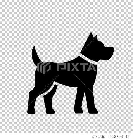 横向きに立つ犬のシンプルシルエットアイコン（黒） 138733132