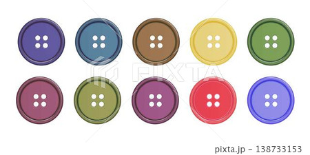 Buttons for Clothes Closeup Isolated. Sewing Scrapbooking Decor. Round Clothes Button. Vector Buttons for Clothes Closeup Isolated. Sewing Scrapbooking Decor. Round Clothes Button. Vector 138733153