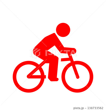 自転車に乗る人物のシンプルなサイクリングアイコン(赤) 自転車に乗る人物のシンプルなサイクリングアイコン(赤) 138733562