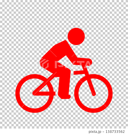 自転車に乗る人物のシンプルなサイクリングアイコン(赤) 自転車に乗る人物のシンプルなサイクリングアイコン(赤) 138733562