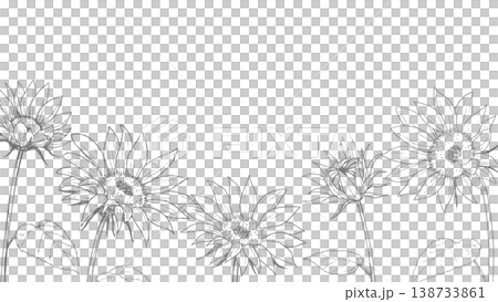 レトロなひまわりの線画の背景 138733861