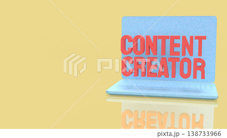 Creative Content Creator Concept Displayed On Modern Laptop Screen 3d render. 138733966