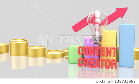 Creative Content Creator Business Growth Concept With Rising Chart 3d render. 138733968