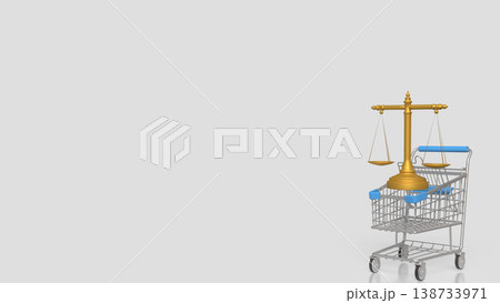 Digital Documents And Legal E commerce Concept With Shopping Cart And Balance Scale 3d render. 138733971