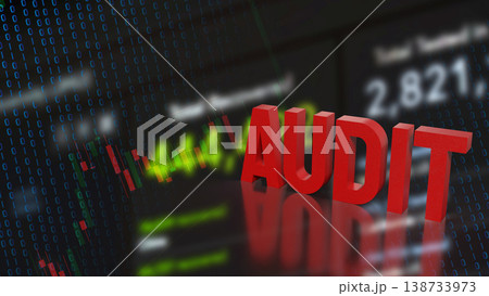 Digital Financial Audit Risk Concept with Data Visualization Background 3d render. Digital Financial Audit Risk Concept with Data Visualization Background 3d render. 138733973
