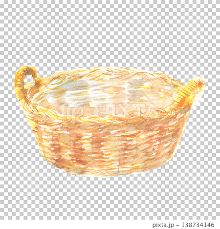 水彩插畫,描繪了一個天然編織籃 水彩插畫,描繪了一個天然編織籃 138734146