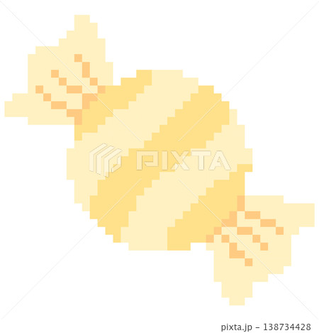 Yellow Pixel Candy Sweet Vector Cute 8 Bit Retro Candy Illustration 138734428