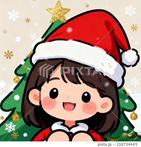 クリスマスにサンタのコスプレをした女の子 138734445