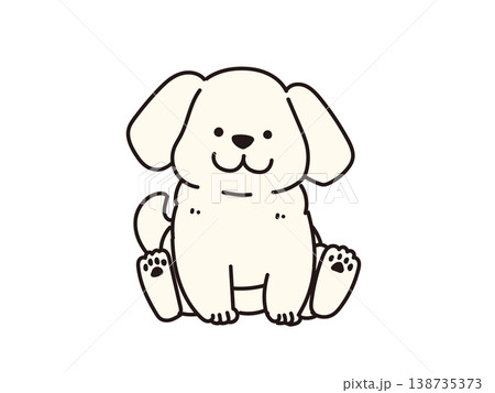 お座りする白いかわいい犬のイラスト 138735373
