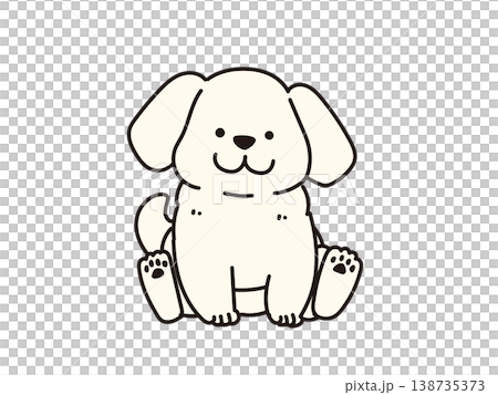 お座りする白いかわいい犬のイラスト 138735373