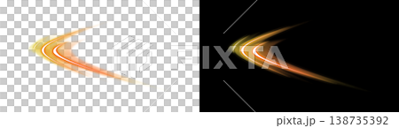 Orange light trails, abstract background, transparent background, black background 138735392