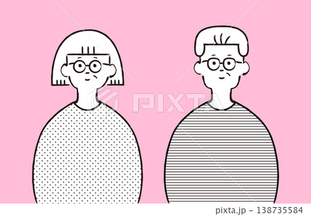 老夫婦の上半身イラスト 138735584