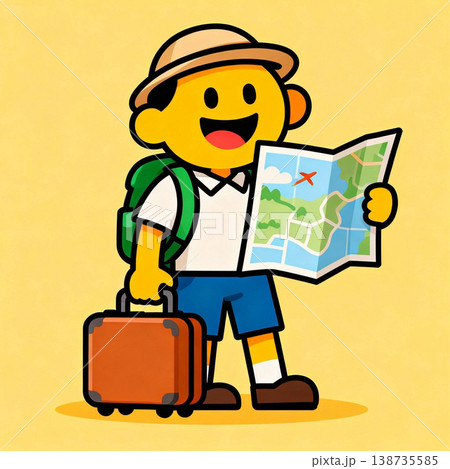 スーツケースを持った、旅行者 138735585