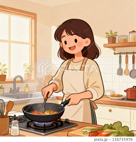 料理をする女性 138735976