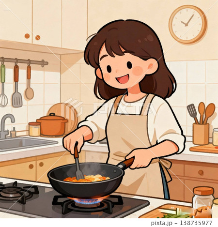 料理をする女性 138735977