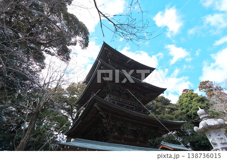桜川市 椎尾山 薬王院 ひな祭り 三重塔 晴天 桜川市 椎尾山 薬王院 ひな祭り 三重塔 晴天 138736015