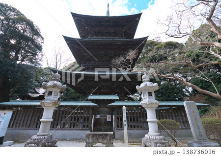 桜川市　椎尾山　薬王院　ひな祭り　三重塔　晴天 138736016