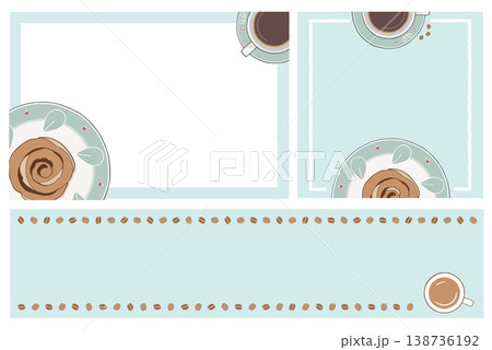 コーヒーとシナモンロールのカフェ風フレームセット 138736192
