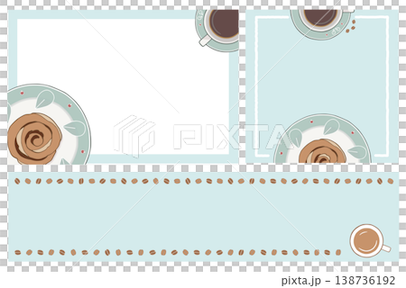 コーヒーとシナモンロールのカフェ風フレームセット 138736192