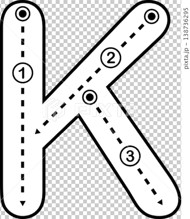 Letter K Tracing Worksheet for Kids, Black and White Alphabet Handwriting Practice Letter K Tracing Worksheet for Kids, Black and White Alphabet Handwriting Practice 138736295