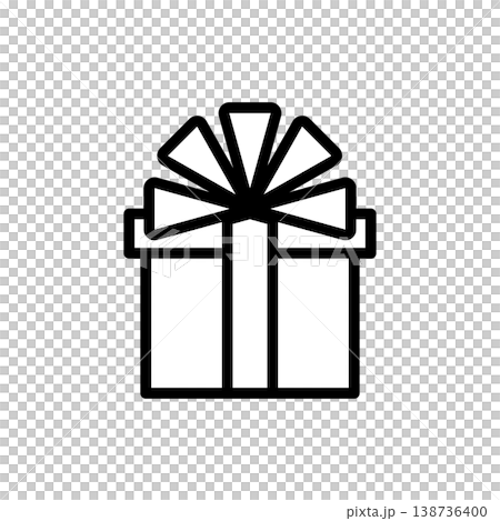Monochrome line art icon of a gift box - Simple material 01 Monochrome line art icon of a gift box - Simple material 01 138736400