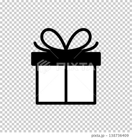 Monochrome line art icon of a gift box - Simple material #10 Monochrome line art icon of a gift box - Simple material #10 138736409