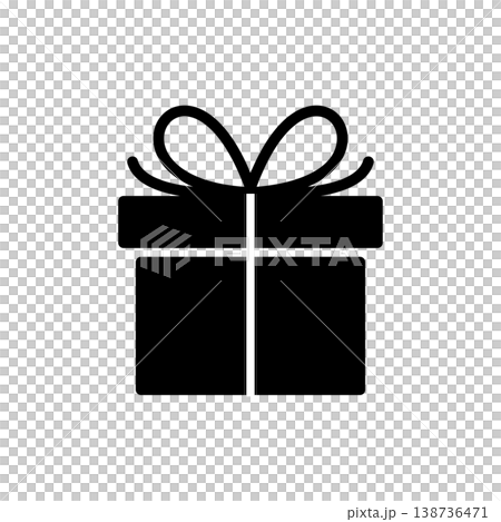 Monochrome line art icon of a gift box - Simple material #12 138736471