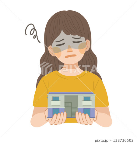アパートに住んだ事を、後悔している女性のイラスト 138736502