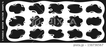 Liquid shapes frames uneven wavy edges set fluid puddles splashes drops blobs stains text background Liquid shapes frames uneven wavy edges set fluid puddles splashes drops blobs stains text background 138736567