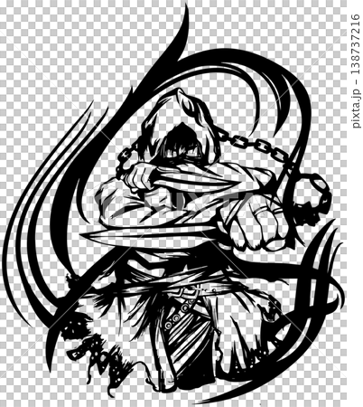 持刀刺客刺青設計 - 線稿/角色插畫 138737216