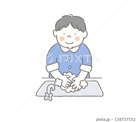 手洗いをする男の子のイラスト 手洗いをする男の子のイラスト 138737552