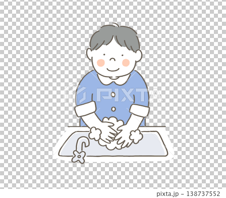 手洗いをする男の子のイラスト 手洗いをする男の子のイラスト 138737552