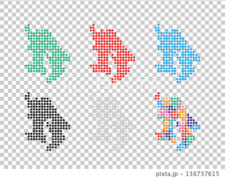 Pixel art map of Kagoshima Prefecture - Circle Dot - 02 Pixel art map of Kagoshima Prefecture - Circle Dot - 02 138737615