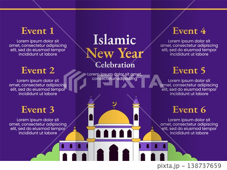 Social Media Brochure Flat Cartoon Hand Drawn Template Islamic New Year Background Social Media Brochure Flat Cartoon Hand Drawn Template Islamic New Year Background 138737659