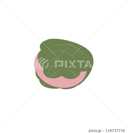 柏餅(ピンク）　和菓子 イラスト かわいい シンプル 透過素材 138737739