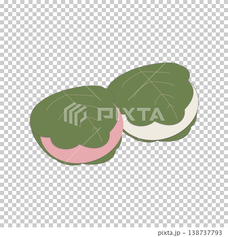2色の柏餅(ピンクと白) 和菓子 イラスト かわいい シンプル 透過素材 2色の柏餅(ピンクと白) 和菓子 イラスト かわいい シンプル 透過素材 138737793
