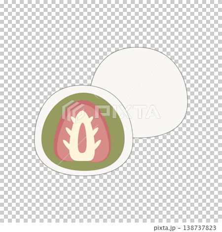 Strawberry Daifuku (Matcha Bean Paste) - Japanese Sweets - Hand-drawn Style - Clip Art Strawberry Daifuku (Matcha Bean Paste) - Japanese Sweets - Hand-drawn Style - Clip Art 138737823