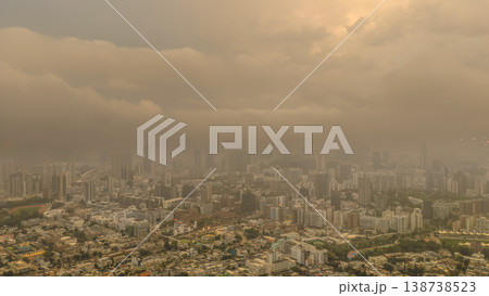 March 27 2026 HONG KONG, CHINA Dense hazy skyline rising over Mong Kok 138738523