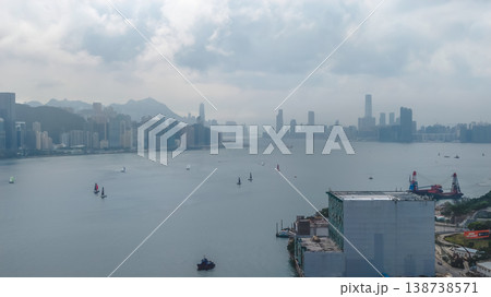 March 28 2026 Harbour skyline fading through heavy coastal haze, HK 138738571