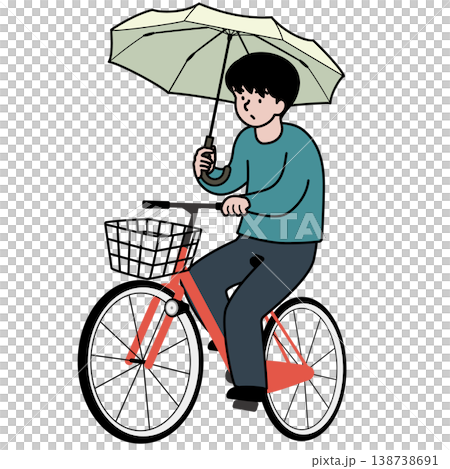 傘を刺しながら自転車を運転する人物のベクターイラスト 傘を刺しながら自転車を運転する人物のベクターイラスト 138738691