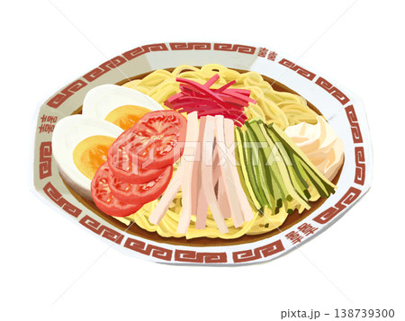 冷やし中華(醤油だれ)赤雷紋皿 冷やし中華(醤油だれ)赤雷紋皿 138739300