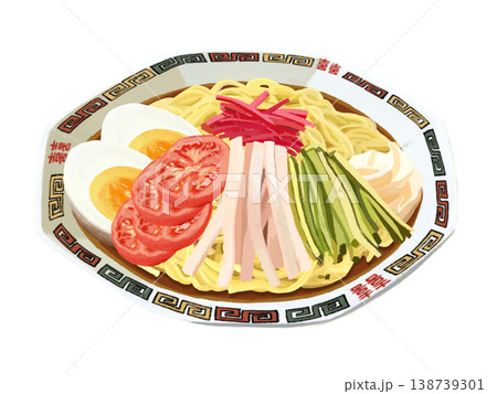 冷やし中華(醤油だれ)雷紋皿 冷やし中華(醤油だれ)雷紋皿 138739301