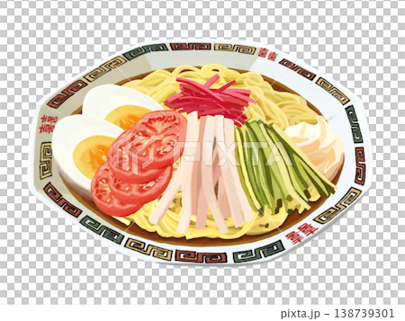 冷やし中華(醤油だれ)雷紋皿 冷やし中華(醤油だれ)雷紋皿 138739301