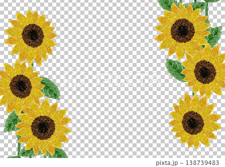 [Sunflower Horizontal Frame] Hand Embroidery Illustration Material 138739483