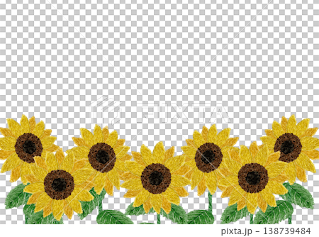 [Sunflower Horizontal Frame] Hand Embroidery Illustration Material 138739484