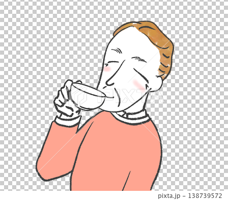 A simple illustration of a man drinking tea. 138739572