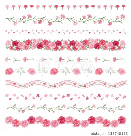 カーネーション飾り線セット 水彩10種 138740158