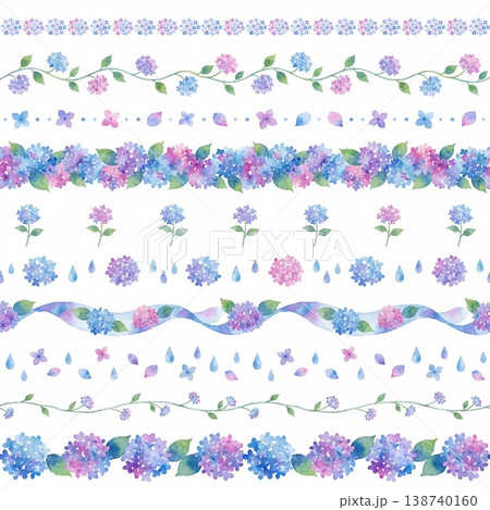 紫陽花飾り線セット 水彩梅雨10種 138740160